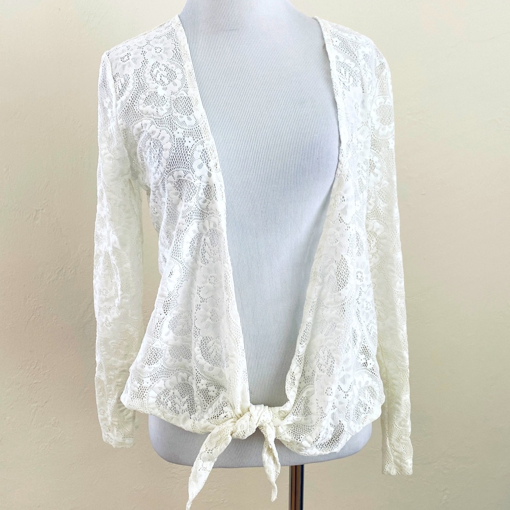 Y2K VINTAGE TOGETHER OPEN CARDIGAN LACE LONG SLEEVE FLORAL MEDIUM FAIRY WHIMSY